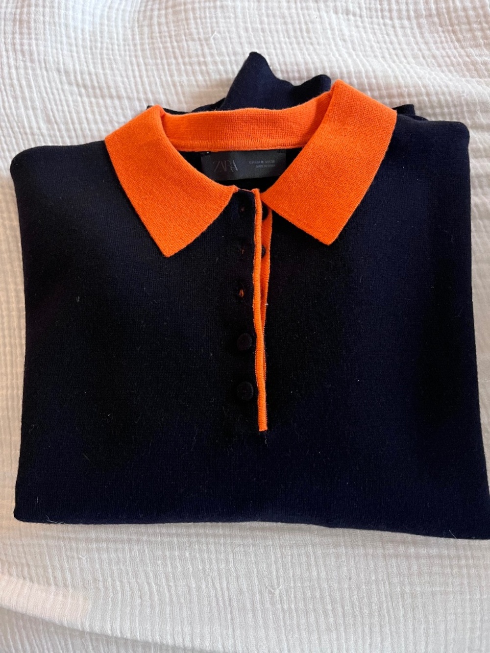 Zara contract collar knit polo size m